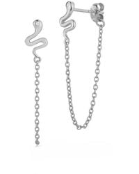 Glaze Jewelry - Rhodium Plated Cz Snake Chain Earrings - Lyst