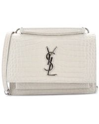 Saint Laurent - Croc-Embossed Leather Sunset Top Handle Chain Wallet (Authentic Pre-Loved) - Lyst