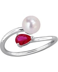 Rina Limor - 0.67 Ct. Tw. Lab-Grown Gemstone & 6-6.5Mm Pearl Ring - Lyst