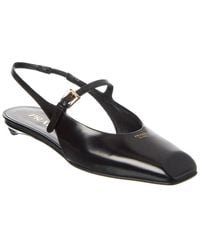 Prada - Mary Jane Leather Slingback Ballerina Flat - Lyst