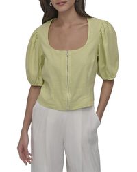 DKNY - Linen-Blend Top - Lyst