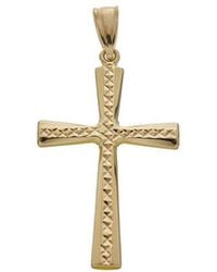 Italian Gold - 14K 37Mm Diamond Cut Cross Pendant - Lyst
