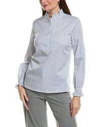 tyler boe - Gwen Pinstripe Ruffle Neck Top - Lyst