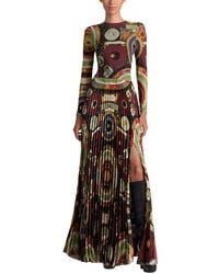 Alice + Olivia Alice + Olivia Delora Fitted Long Sleeve Maxi Dress in Green  | Lyst