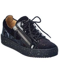 Giuseppe Zanotti May London Velvet & Patent Sneaker - Black