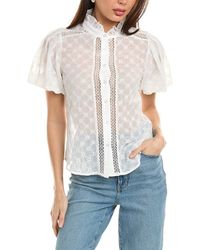 Gracia - See-through Lace Puff Sleeve Shirt - Lyst
