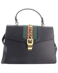 Gucci - Leather Sylvie Top Handle Bag Medium (Authentic Pre-Loved) - Lyst
