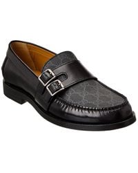 Gucci - GG Buckle GG Supreme Canvas & Leather Loafer - Lyst