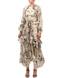 Marchesa - Notte Ruffle Silk Chiffon Maxi Dress - Lyst