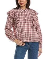 LNA - Dru Ruffle Front Blouse - Lyst
