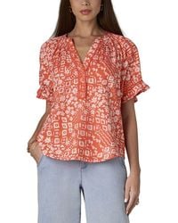 Wit & Wisdom - Short Cinched Sleeve Stand Collar Top - Lyst