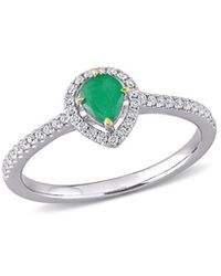 Rina Limor - 14k Two-tone 0.48 Ct. Tw. Diamond & Emerald Ring - Lyst