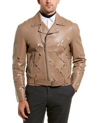 versace brown leather jacket