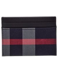 Burberry - Check Canvas & Leather Card Holder - Lyst