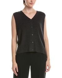 Eileen Fisher - Wool V-Neck Vest - Lyst