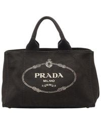 Prada - Canvas Canapa M Triangle Logo Handbag (Authentic Pre-Loved) - Lyst