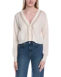 Brodie Cashmere - Lurex Trim Wool & Cashmere-Blend Cardigan - Lyst