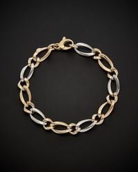 Italian Gold - 14k Two-tone Oval Link Bracelet - Lyst