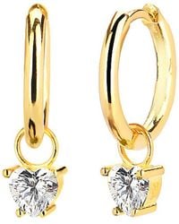 Gabi Rielle - 14k Over Silver Cz Dangling Heart Hoops - Lyst