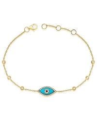 Sabrina Designs - 14k 0.16 Ct. Tw. Diamond & Turquoise Evil Eye Bracelet - Lyst