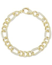 Chloe and Madison - 14k Over Silver Cz Chunky Figaro Bracelet - Lyst