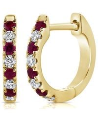 Sabrina Designs - 14K 0.20 Ct. Tw. Diamond & Ruby Huggie Earrings - Lyst