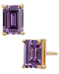 Savvy Cie - 18k Over Silver Amethyst February Birthstone Earrings - Lyst