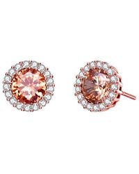 Genevive Jewelry - 14k Rose Gold Vermeil Cz Studs - Lyst
