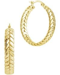 Sterling Forever - 14K Plated Double Row Herringbone Statement Hoop Earrings - Lyst