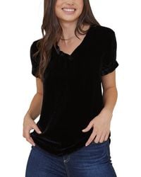 Bella Dahl - V-neck Silk-blend T-shirt - Lyst