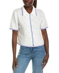 Cece - Pointelle Collar Knit Shirt - Lyst