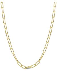 Italian Silver - 18K Over Fancy Paperclip Chain Necklace - Lyst