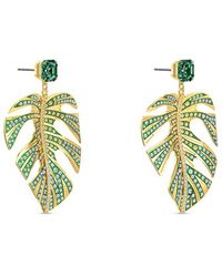 Swarovski Crystal Tropical Leaf Earring - Metallic