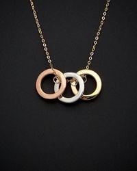 Italian Gold - 14k Tri-tone Triple Ring Necklace - Lyst