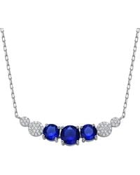 Genevive Jewelry - Silver Cz Chevron Pendant Necklace - Lyst