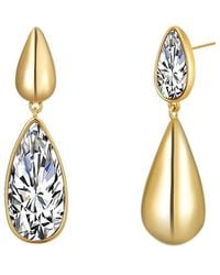 Liv Oliver - 18k Plated Cz Modern Mismatch Drop Earrings - Lyst