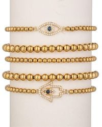 Eye Candy LA - Lauren Titanium Cz 5pc Hamsa Stretch Bracelet Set - Lyst