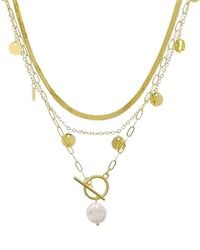 Adornia - 14K Plated 3-Layer Toggle Necklace - Lyst