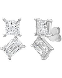 Diana M. Jewels - Diana M. 14K 4.00 Ct. Tw. Lab-Grown Diamond Two-Stone Earrings - Lyst