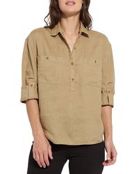 Lyssé - Rose Roll Tab Linen Utility Shirt - Lyst
