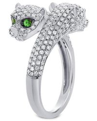 Sabrina Designs - 14K 0.84 Ct. Tw. Diamond & Tsavorite Bypass Panther Ring - Lyst
