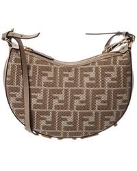Fendi - Graphy Mini Ff Jacquard & Leather Hobo Bag - Lyst