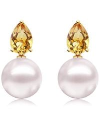Kai Fine Jewelry - 14K 0.70 Ct. Tw. Citrine & 8-9Mm Pearl Drop Earrings - Lyst