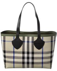 Burberry - Check Medium Reversible Canvas & Leather Tote - Lyst