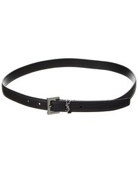 Saint Laurent - Cassandre Thin Leather Belt - Lyst