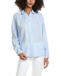 Max Studio - Shirred Yoke Linen-Blend Shirt - Lyst
