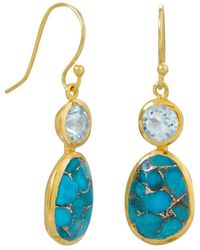 Liv Oliver - 18k Over Silver 13.70 Ct. Tw. Gemstone Drop Earrings - Lyst