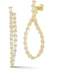 Glaze Jewelry - 14k Over Silver Cz Baguette Hoop Earrings - Lyst
