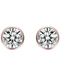 Genevive Jewelry - 18k Rose Gold Vermeil Cz Studs - Lyst