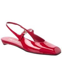 Prada - Patent Leather Slingback Ballerina Flat - Lyst